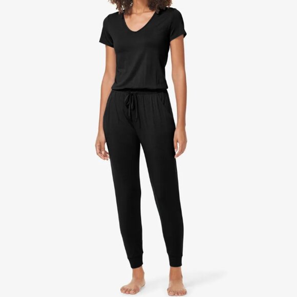 Tommy John | Short Sleeve Lounge Jumpsuit in Black - Picture 1 of 8